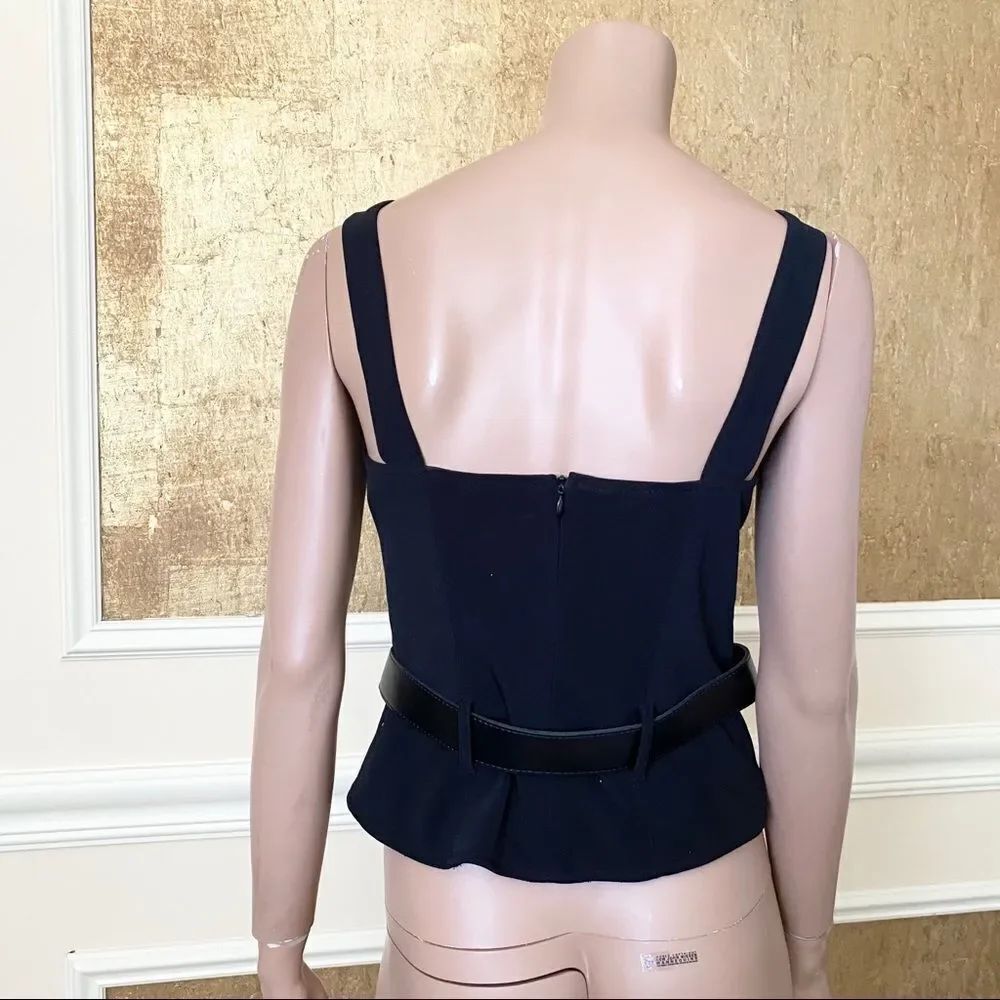 JOSEPH RIBKOFF Y2K black silver hardware belted cropped top 6 - Picture 4 of 6
